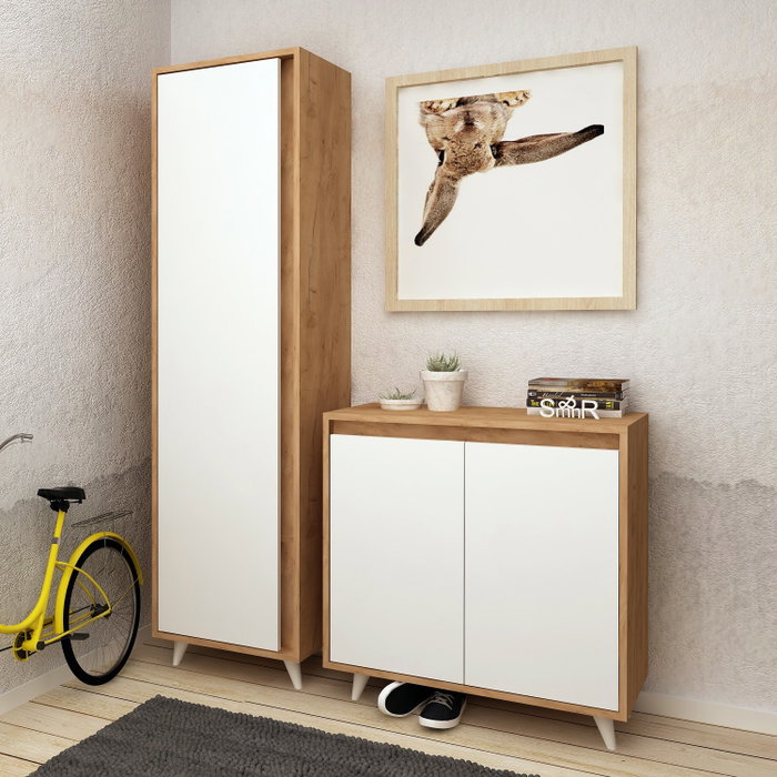 Hanah Home Zapatero Roble y Blanco